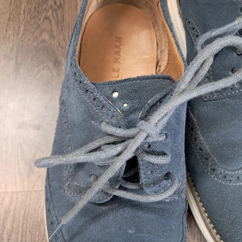 Cole Haan Lunargrand Men's Wingtip Dress Shoes Size 8.5 Suede Blue C13200